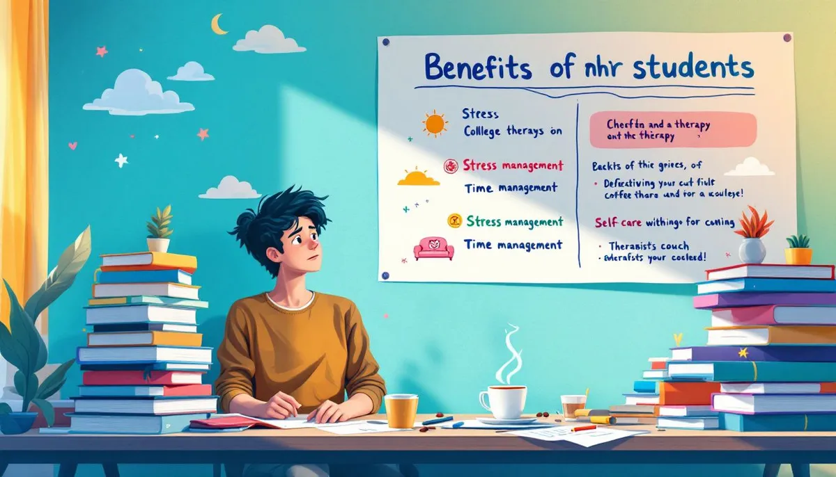 A college student studying with a stack of books, showcasing the pressures of academic life.