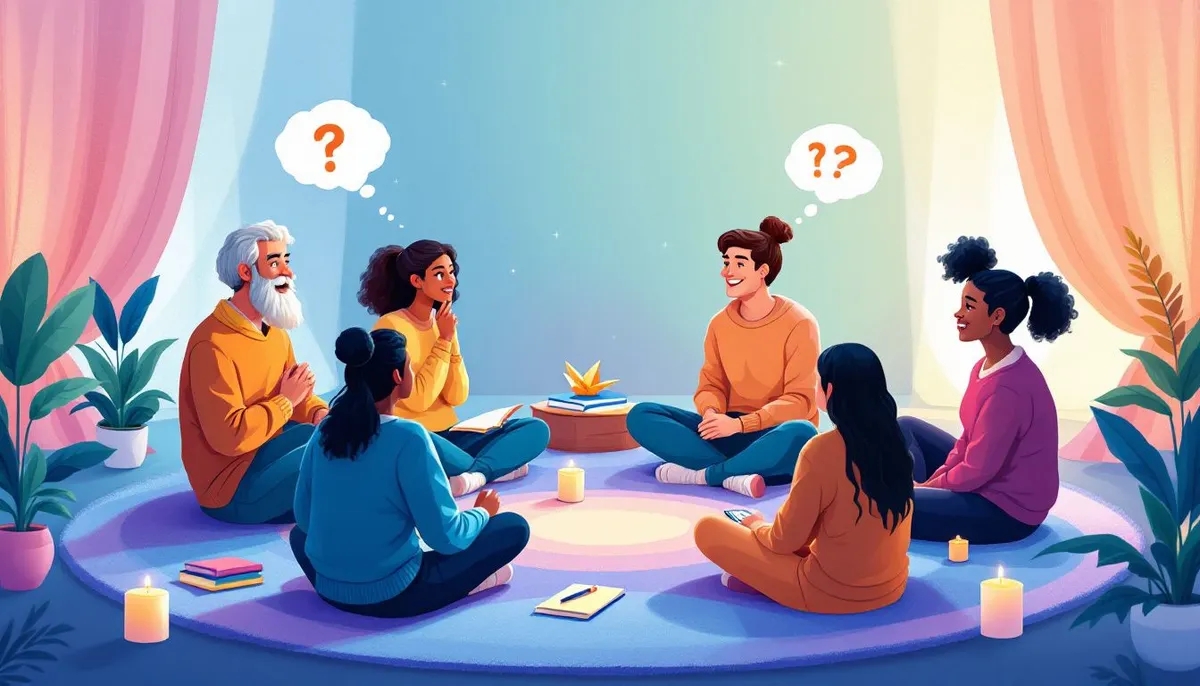 A group therapy session for academic stress, illustrating the importance of peer support.