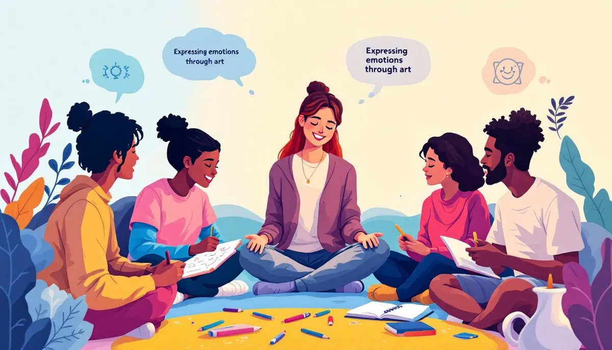 A group of students participating in a therapy group, highlighting the benefits of therapy for mental health.